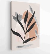 Botanical watercolor wall art vector set. Earth tone boho foliage line art drawing with abstract shape 2 - Moderne schilderijen – Vertical – 1903111348 - 80*60 Vertical