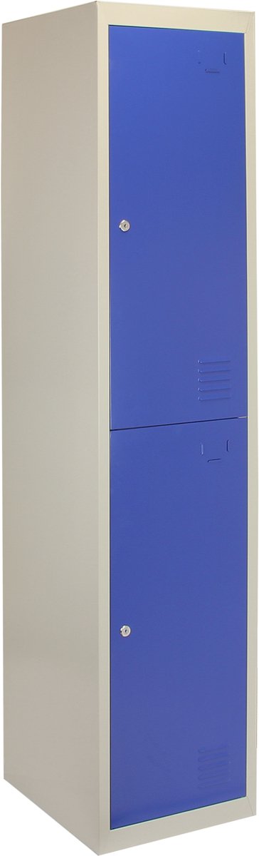 Lockerkast metaal - blauw - 180x45x38 cm - tweedeurs flatpack