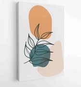 Botanical wall art vector set. Earth tone boho foliage line art drawing with abstract shape 1 - Moderne schilderijen – Vertical – 1888031887 - 50*40 Vertical