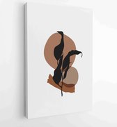 Botanical wall art vector set. Earth tone boho foliage line art drawing with abstract shape. 3 - Moderne schilderijen – Vertical – 1881805183 - 50*40 Vertical