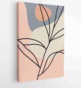 Botanical wall art vector set. Earth tone boho foliage line art drawing with abstract shape. 3 - Moderne schilderijen – Vertical – 1881805189 - 80*60 Vertical