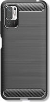 Shop4 - Xiaomi Redmi Note 10 5G Hoesje - Zachte Back Case Brushed Carbon Zwart