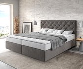 Boxspringbed Dream-Great microvezel steengrijs 180x200 met matras en topper