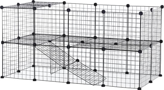 Foto: Ren voor kleine huisdieren konijnenren cavia ren hamster ren dierenverblijf zwart 146 x 73 x 73 cm