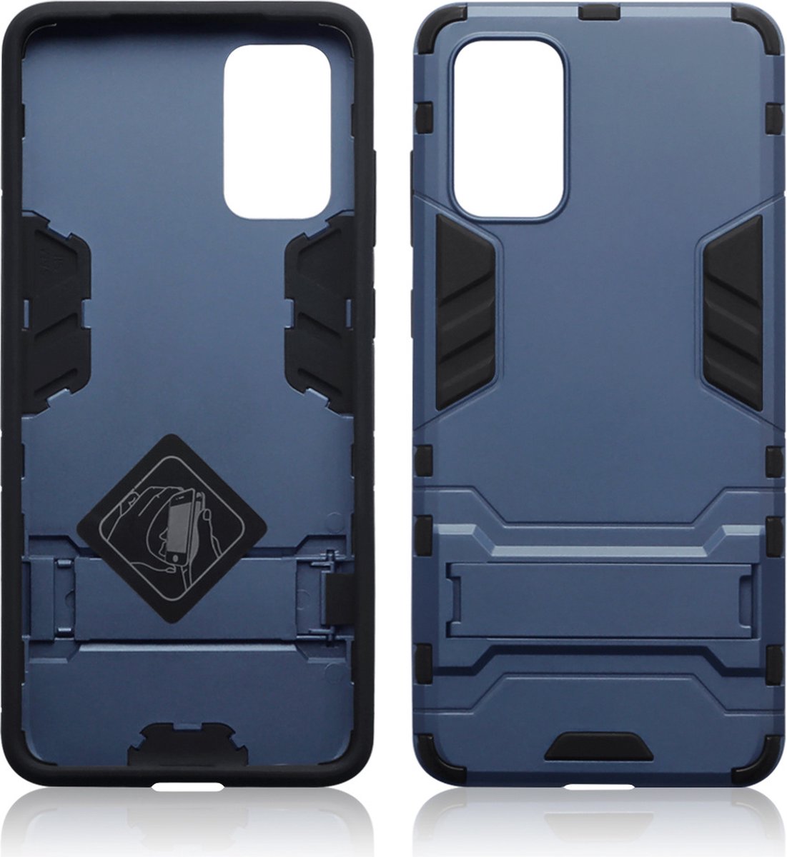 Qubits - Double Armor Layer hoes met stand - Geschikt voor Samsung Galaxy S20 Plus / S20+ - Blauw