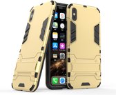 Apple iPhone XS Max Hoesje - Mobigear - Armor Stand Serie - Hard Kunststof Backcover - Goud - Hoesje Geschikt Voor Apple iPhone XS Max