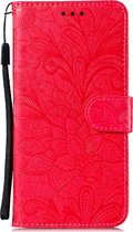 Huawei P40 Hoesje - Mobigear - Flowers Serie - Kunstlederen Bookcase - Rood - Hoesje Geschikt Voor Huawei P40