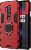 OnePlus 8 Pro Hoesje - Mobigear - Armor Ring Serie - Hard Kunststof Backcover - Rood - Hoesje Geschikt Voor OnePlus 8 Pro