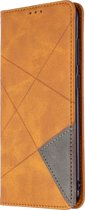 Samsung Galaxy A11 Hoesje - Mobigear - Rhombus Slim Serie - Kunstlederen Bookcase - Cognac - Hoesje Geschikt Voor Samsung Galaxy A11