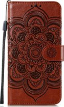 LG K50s Hoesje - Mobigear - Mandala Serie - Kunstlederen Bookcase - Bruin - Hoesje Geschikt Voor LG K50s