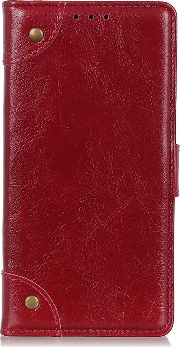 Mobigear Telefoonhoesje geschikt voor Huawei P40 Lite E Hoesje | Mobigear Ranch Bookcase Portemonnee | Pasjeshouder voor 3 Pasjes | Telefoonhoesje voor Pinpas / OV Kaart / Rijbewijs - Bordeaux Rood