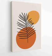 Botanical wall art vector set. Earth tone boho foliage line art drawing with abstract shape. 1 - Moderne schilderijen – Vertical – 1866300556 - 80*60 Vertical