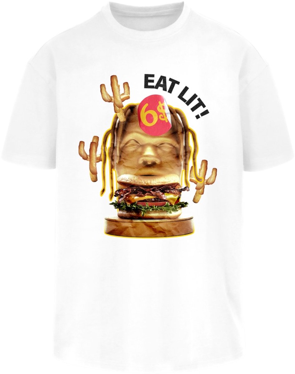 Mister Tee Eat Lit Oversize Heren T-shirt XL Wit