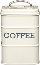 KC Blue Antiek Koffieblik - Deksel met Stalen Handvat Vierkante Bodem Coffee Label