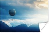 Luchtballon over berglandschappen Poster 60x40 cm - Foto print op Poster (wanddecoratie woonkamer / slaapkamer) / Voertuigen Poster