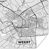 Poster Stadskaart - Weert - Grijs - Wit - 30x30 cm - Plattegrond