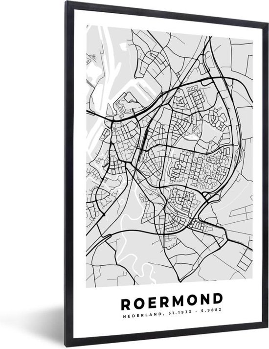 Stadskaart - Roermond - Grijs - Wit