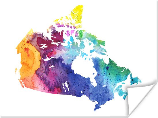 Affiche Illustration colorée du Canada 80x60 cm - Tirage photo sur Poster (décoration murale salon / chambre)