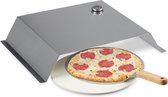 relaxdays BBQ pierre à pizza - pelle à pizza - cloche - four à pizza barbecue - thermomètre - 33 cm