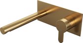 Brauer Gold Edition inbouw wastafelkraan I-model met achterplaat - hendel 4 - geborsteld goud PVD