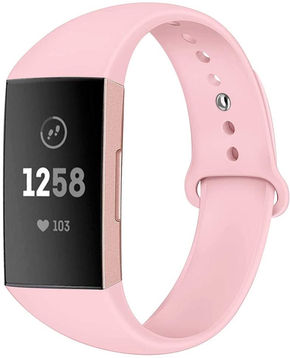 geschikt voor Fitbit geschikt voor Fitbit Charge 4 sport band - roze - Maat L
