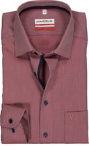 MARVELIS Modern Fit overhemd - mouwlengte 7 - steenrood structuur (contrast) - Strijkvrij - Boordmaat: 38
