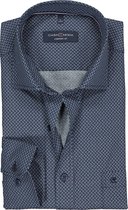 Casa Moda Sport Comfort Fit overhemd - blauw met wit dessin - Strijkvriendelijk - Boordmaat: 51/52