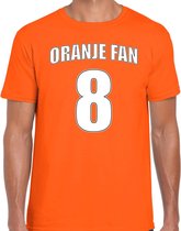 Oranje fan nummer 8 oranje t-shirt Holland / Nederland supporter EK/ WK voor heren XL