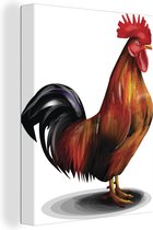 Illustration d'un coq 60x80 cm - Tirage photo sur toile (Décoration murale salon / chambre) / Animaux de la ferme Peintures sur toile