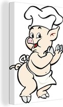 Une illustration d'un cochon cuisinier toile 20x30 cm - petit - Tirage photo sur toile (Décoration murale salon / chambre)