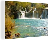 Canvas Schilderij Skradinski Buk-watervallen in het Nationaal Park Krka in Kroatië - 120x80 cm - Wanddecoratie