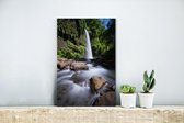 Canvas Schilderij Wilde waterval in het Nationaal park Gunung Rinjani in Indonesië - 20x30 cm - Wanddecoratie