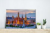 Canvas Schilderij Paleis - Thailand - Oranje - 30x20 cm - Wanddecoratie