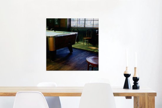 Une table de billard est dans une toile de pub 50x50 cm - Tirage photo sur toile (Décoration murale salon / chambre)