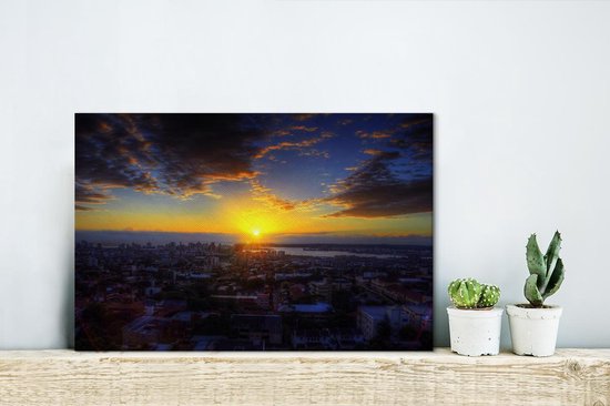 Canvas Schilderij De zonsopgang van Durban in Zuid-Afrika - 30x20 cm - Wanddecoratie