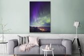 Canvas schilderij 120x180 cm - Wanddecoratie Noorderlicht boven het Nationaal park Banff in Canada - Muurdecoratie woonkamer - Slaapkamer decoratie - Kamer accessoires - Schilderijen