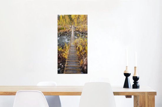 Hangbrug in het Nationaal park Kluane in Noord-Amerika Canvas 40x80 cm - Foto print op Canvas schilderij (Wanddecoratie woonkamer / slaapkamer)