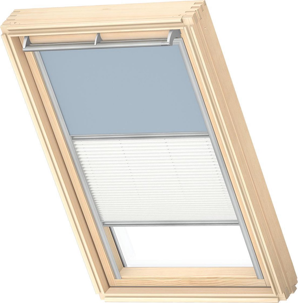VELUX Origineel Verduisterend Rolgordijn Plus Plissé (DFD), Zilveren Kozijn, P04, P34, 404, Light Blue