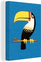 Une illustration d'une toile toucan colorée 60x80 cm - Tirage photo sur toile (Décoration murale salon / chambre)