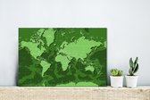 Canvas Wereldkaart - 30x20 - Wanddecoratie Wereldkaart - Stoer - Groen