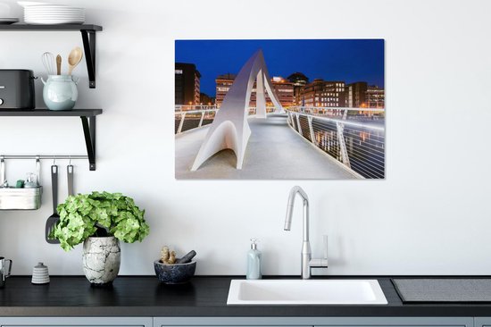 Lever de soleil sur le pont de Tradeston sur la rivière Clyde à Glasgow Toile 90x60 cm - Tirage photo sur toile peinture (Décoration murale salon / chambre) / villes européennes Peintures sur toile