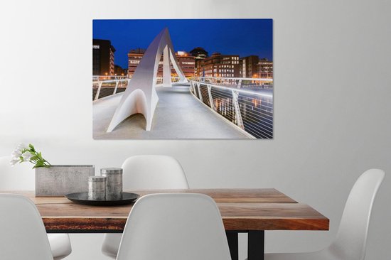 Lever de soleil sur le pont de Tradeston sur la rivière Clyde à Glasgow Toile 90x60 cm - Tirage photo sur toile peinture (Décoration murale salon / chambre) / villes européennes Peintures sur toile