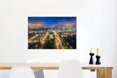 Canvas Schilderij Rotterdam - Licht - Skyline - 90x60 cm - Wanddecoratie