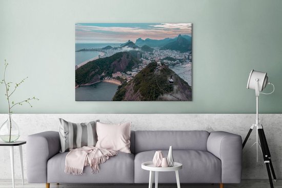 Paysage de montagne Rio de Janeiro toile 180x120 cm - impression photo sur toile peinture Décoration murale salon / chambre à coucher) / Villes toile Peintures XXL / Groot taille!