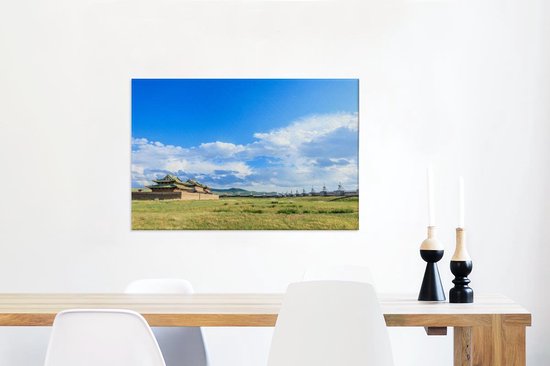 Le monastère d'Erdene Zuu en Asie pendant l'après-midi Toile 90x60 cm - Tirage photo sur toile (Décoration murale salon / chambre)