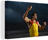 Un athlète prenant un lancer du poids Toile 30x20 cm - petit - Tirage photo sur toile (Décoration murale salon / chambre)