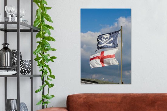 Le drapeau anglais sous un drapeau pirate Toile 60x90 cm - Tirage photo sur  toile