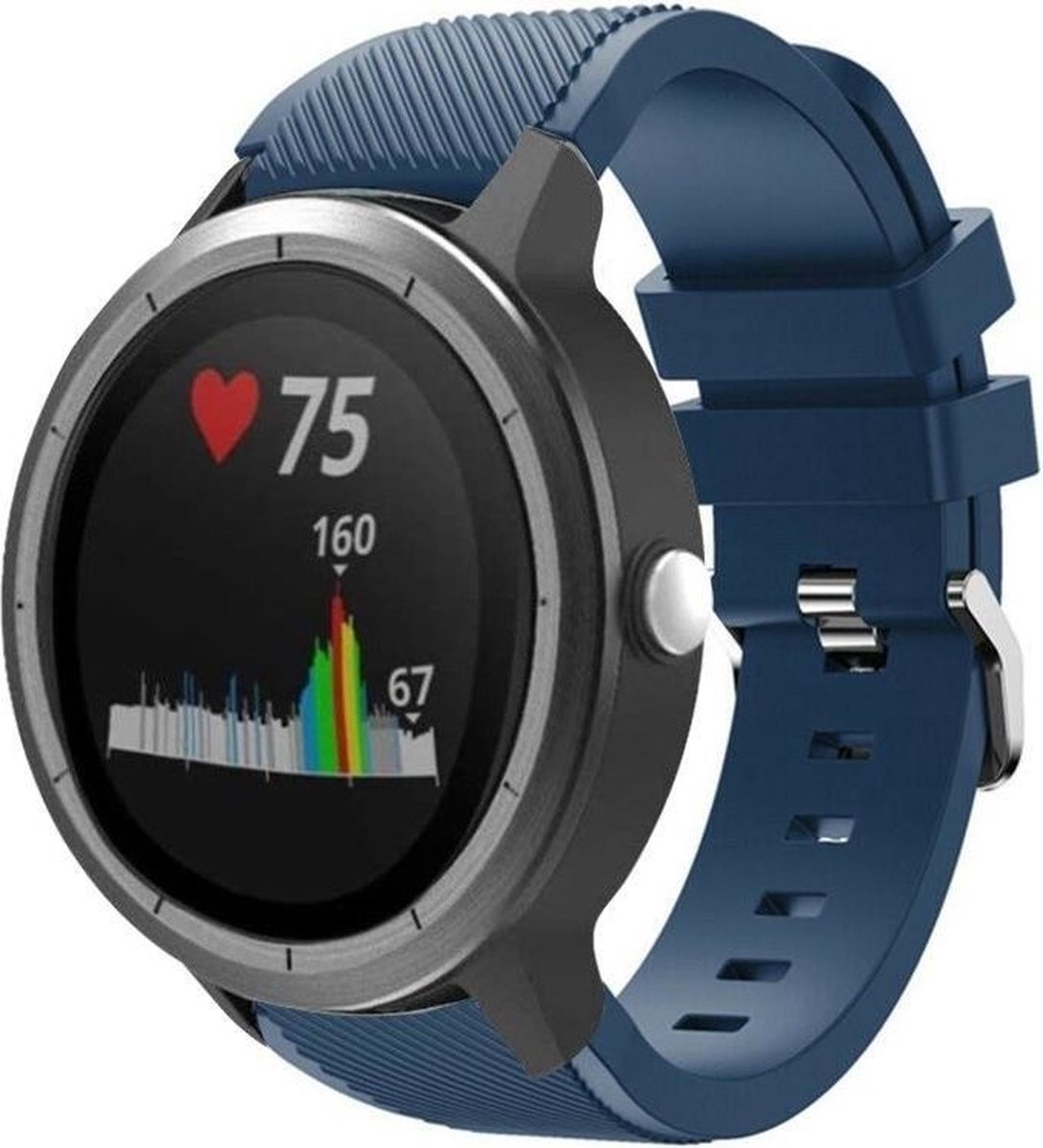 Geschikt voor Garmin Vivoactive 3 silicone band - donkerblauw - 42mm