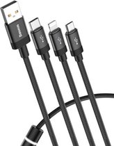 USB Oplaadkabel - Lightning - USB-C - Micro USB - ArmyGreen - Quick Charging - 3-in-1