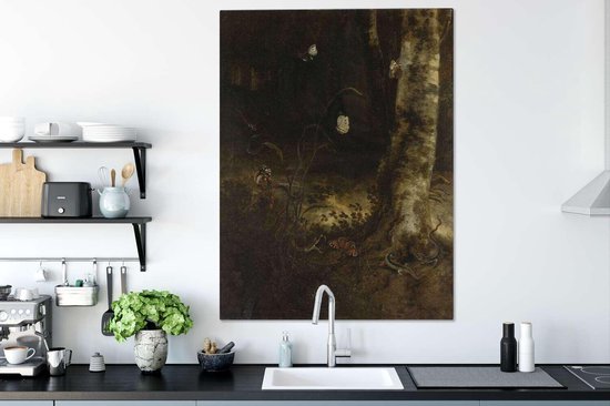 Sol forestier avec un serpent, des lézards, des papillons et autres insectes - Otto Marseus van Schrieck 90x120 cm - Tirage photo sur toile (Décoration murale salon / chambre)